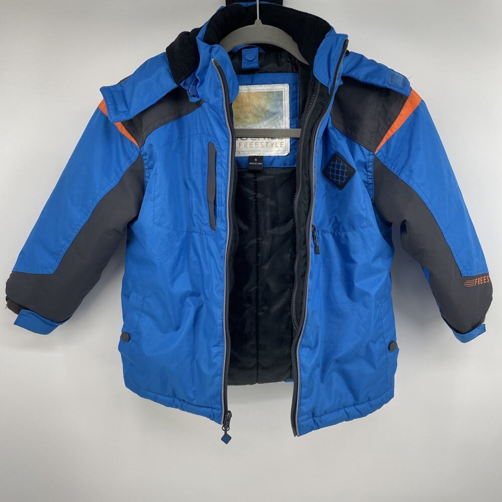Child's Size 5 Big Chill Heavy Snow Coat Blue with Orange Trim Winter Jacket Boy